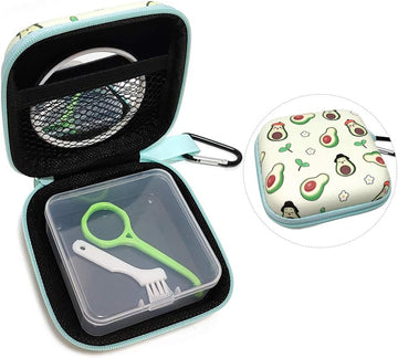 AMHDV Orthodontic Retainer Case Portable Mouth Guard Box with Aligner Removal Tool,Mirror and Bag (01-Avocado)