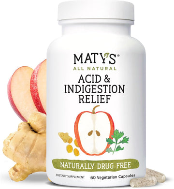 Matys Acid & Indigestion Relief Capsules, Safe Antacid Alternative for Occasional Acid Reflux & Heartburn, Made with App