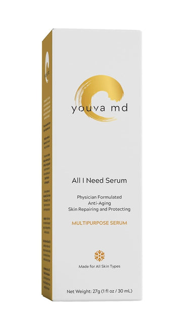 YOUVA MD Physician Formulated Anti-Aging Serum with CoQ10, Vitamin C, E, B3, Ashwagandha, Hyaluronic Acid, Botox-like Peptide, and more to Reduce Fine Line and Wrinkles, Helps with Acne, Rosacea, Hyperpigmentation, 1