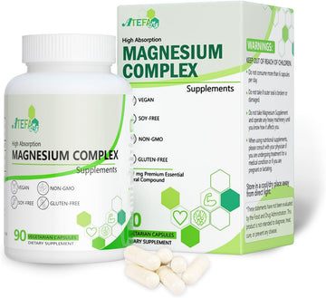 Magnesium Supplement Complex - 90 Veggie Caps High Absorption Magnesium Dietary Supplement, Non-GMO, Vegan, Gluten & Soy