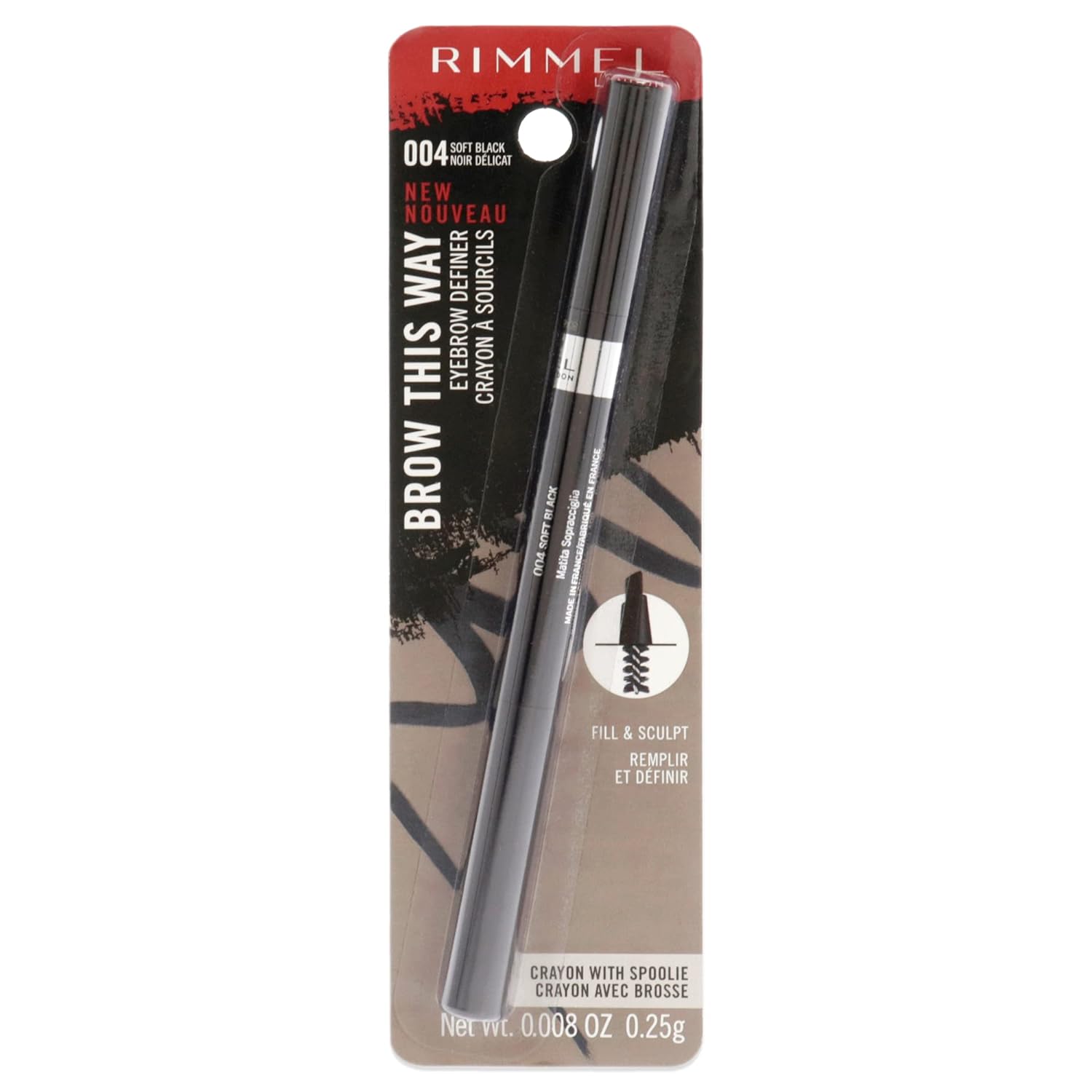 Rimmel Brow This Way Eyebrow Definer, Soft Black (1 Count)