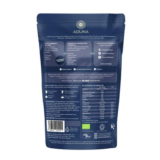 Aduna Advanced Superfood Energy Blend | 100% Organic Powder for Smooth