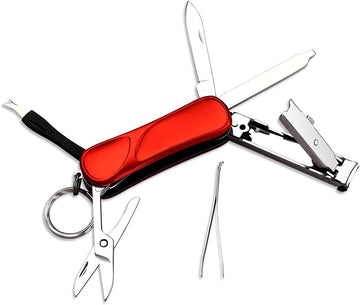 munkees 6-in-1 Multifunctional Nail Clippers, Scissors, Knives, Portable Stainless Steel Nail Tools, Outdoor and Travel Equipment