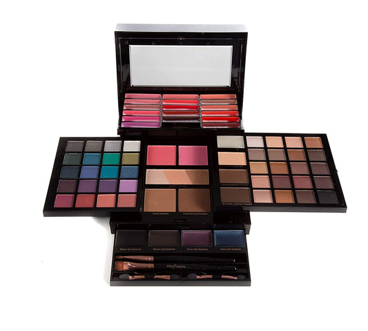 Profusion Cosmetics - Pro Elevation Kit - Starter Makeup Artist Kit Eyeshadows Lip Shades Gel Eyeliners Highlighters Contour Bronzer Brow Powder Eyebrow Wax Eyebrow Highlighter Applicator Brushes