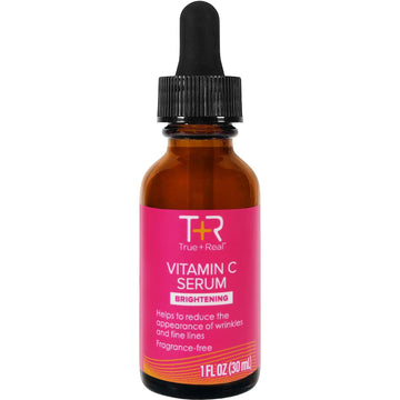 True+Real Vitamin C Serum for Face, Neck, Eyes – Premium Anti-Aging Serum, Reduce Wrinkles, Fine Lines, Dark Spots, Hydrating and Brightening, 10% PHAs - 1