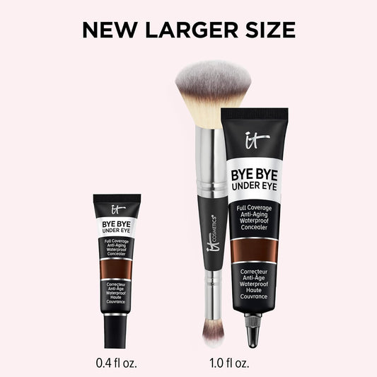 IT Cosmetics Makeup Set - Includes Supersize Bye Bye Under Eye Concealer (45.5 Deep) + Heavenly Luxe Complexion Perfection Concealer Brush (1  ) - with Collagen, Hyaluronic Acid & Antioxidants
