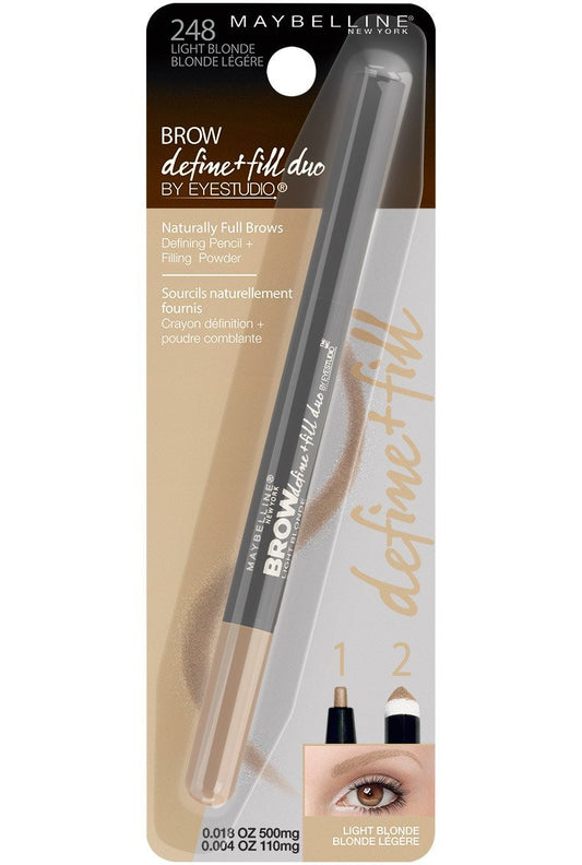 Maybelline New York Brow Define Plus Fill Duo Makeup, Light Blonde, 0.021