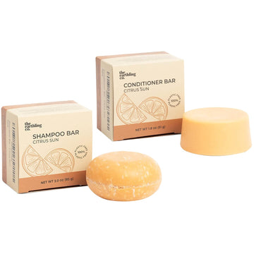 The Earthling Co. Bar Shampoo and Conditioner for Hair - Plant-Based Conditioner and Shampoo Bars for Hair of All Types - Citrus Sun Scent - No Parabens, Sulfates, Silicones and Plastic Packaging