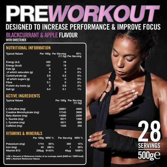 VOW Pre Workout Advanced Complex with Creatine, Beta Alanine, Caffeine530 Grams