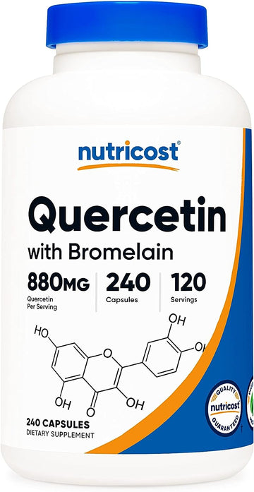 Nutricost Quercetin 880mg, 240 Vegetarian Capsules with Bromelain (165mg) - 120 Servings (440mg Quercetin Per Cap) - Gluten Free, Non-GMO