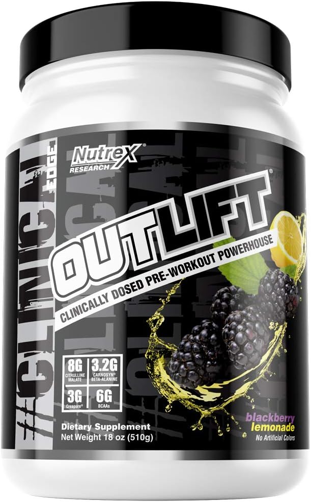 Nutrex Research Outlift Pre Workout Powder, Blackberry Lemonade 18oz,