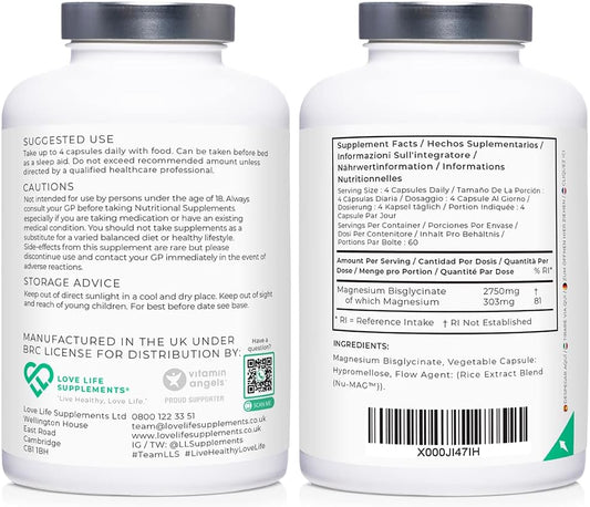 Magnesium Glycinate (Bisglycinate) | Chelated Magnesium Supplements | 0.3 Grams