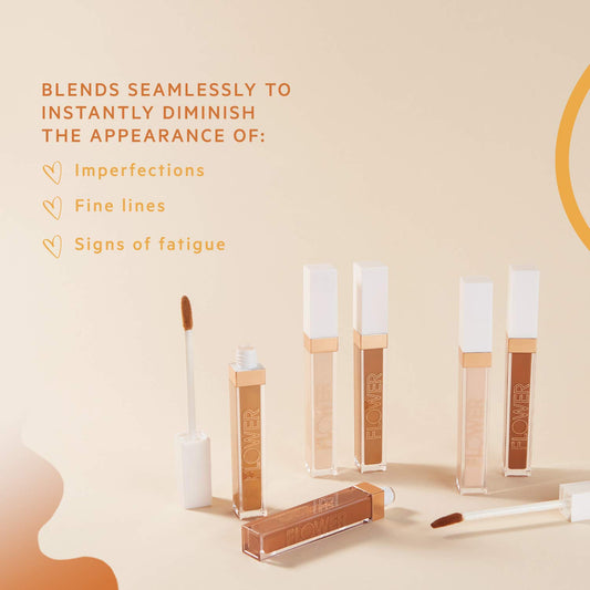 OWER BEAUTY Light Illusion Full Coverage Concealer-Diffuse Dark Under Eye Circles, Weightless Formula Crease Proof Makeup, Deep, 0.2