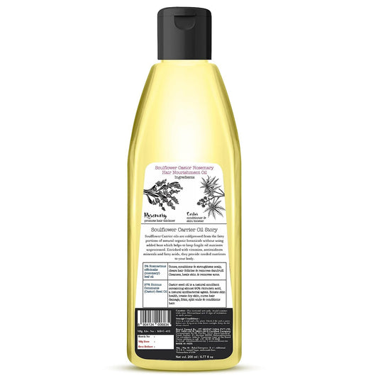 Soulflower Rosemary Castor Hair Oil for Hair Growth, Hairfall Control, For Dry, Damaged, Curly, Coily, Frizzy & Beard Ha