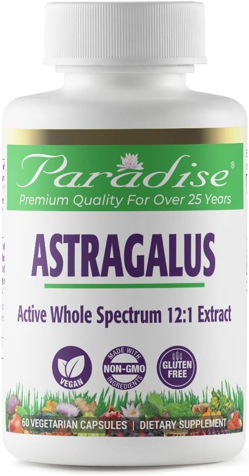 Paradise Herbs Astragalus Extract, Vegetarian Capsules for Energy, Dig