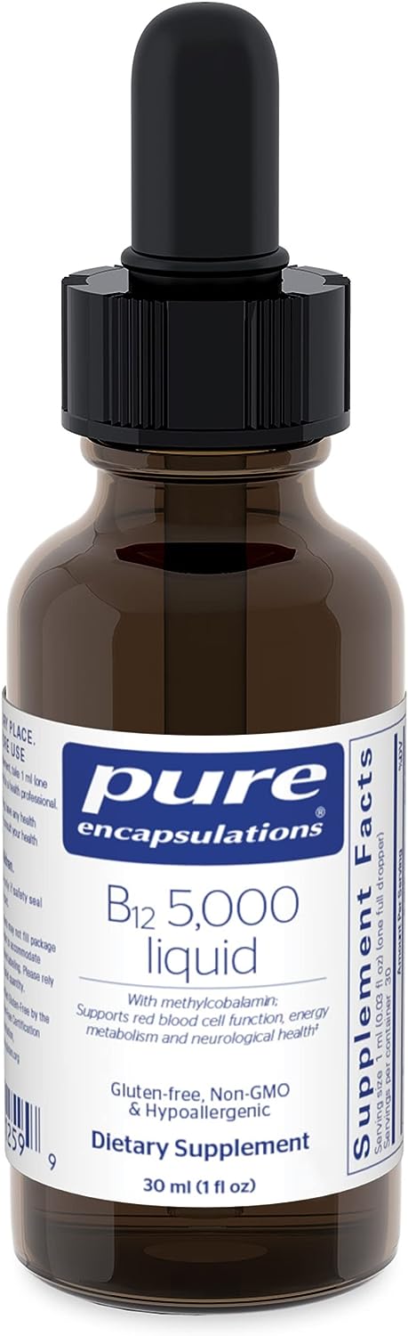 Pure Encapsulations B12 5,000 Liquid - Vpure Encapsulations B12 5,000 Liquid - Vitamin B12 Methylcobalamin Supplement To Support Energy, Nerve Health, Cognitive Function & Blood Cells* - Liquid B12 Drops - 1 Fl Ozitamin B12 Methylcobalamin Sup