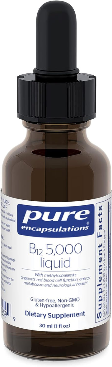 Pure Encapsulations B12 5,000 Liquid - Vpure Encapsulations B12 5,000 Liquid - Vitamin B12 Methylcobalamin Supplement To Support Energy, Nerve Health, Cognitive Function & Blood Cells* - Liquid B12 Drops - 1 Fl Ozitamin B12 Methylcobalamin Sup
