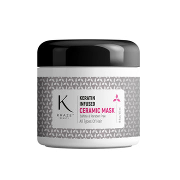 kraze beauty Ceramic Keratin Hair Mask - Hydrating Keratin Hair Treatment for Dry, Damaged Hair and Split Ends - Deep Conditioning Hair Mask Repair for All Hair Types - 16 .