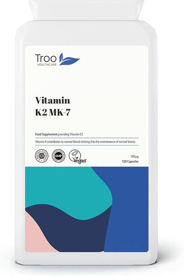 Troo Vitamin K2 Mk-7 100Mcg 120 Capsules - Highly Bioactive Vit K2 Bon70 Grams