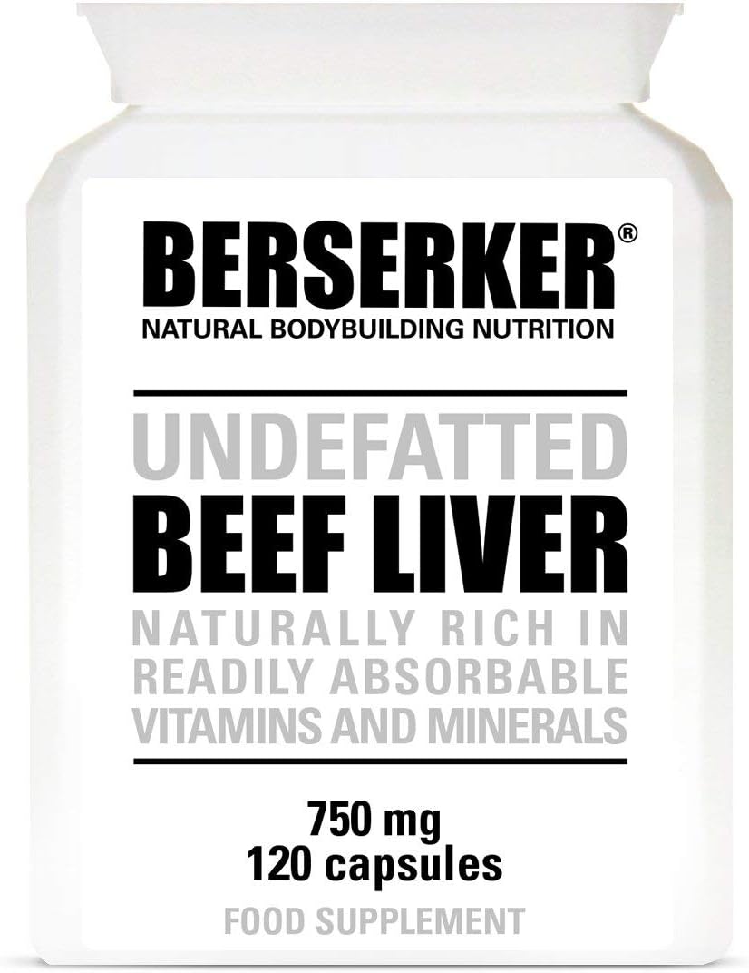 Berserker Desiccated Beef Liver 750mg 120 Capsules Un-defatted Meaning133 Grams