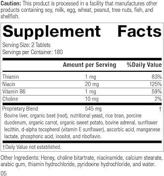 Standard Process Cataplex B GF - Gluten-Free, Whole Food Formula with