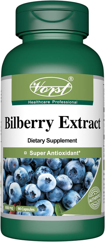 Vorst Bilberry Extract 8000mg Equivalent Raw Herb 90 Capsules Antioxid