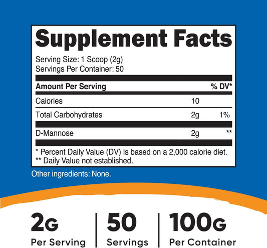 Nutricost D-Mannose Powder 100 Grams (50 Servings) - Non-GMO and Glute