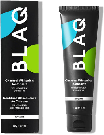 BLAQ Activated Charcoal Teeth Whitening Toothpaste | Vegan Organic SLS Free Toothpaste with Coconut Oil and Bentonite Clay | Charcoal Toothpaste for Whitening Teeth, Removing Stains - 4  / 113g