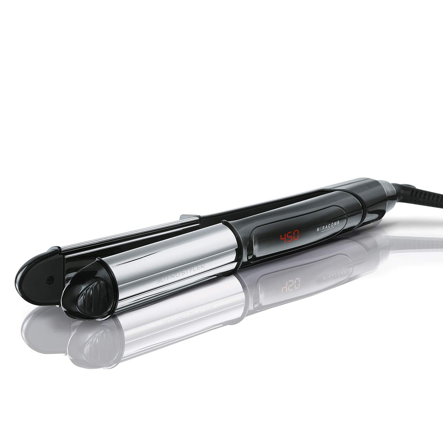 MIRACOMB 3D PRO Nano Titanium at Iron, 2 in 1 Hair Straightener Curler with 1 Inch oating Plates, 11 Temp Adjustments, Max 450 ° F, Auto Shut off, 18 Month Warranty (Package May Vary)