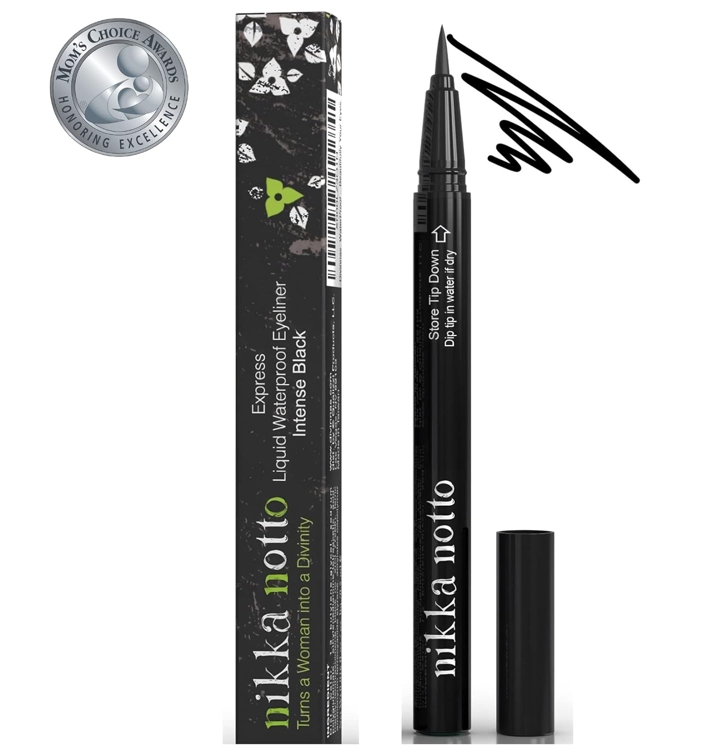 Nikka Notto Liquid Eyeliner Waterproof “Precise” Pen, Satin Black (Mom's Choice Award® Winner 2023) 3x More Liquid 0.070.
