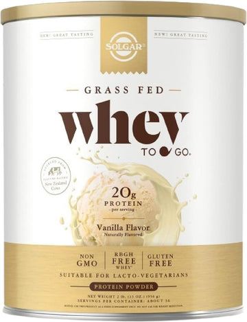 Solgar Whey To Go Whey Protein Powder, Vanilla - 33 oz - Grass-Fed Pro