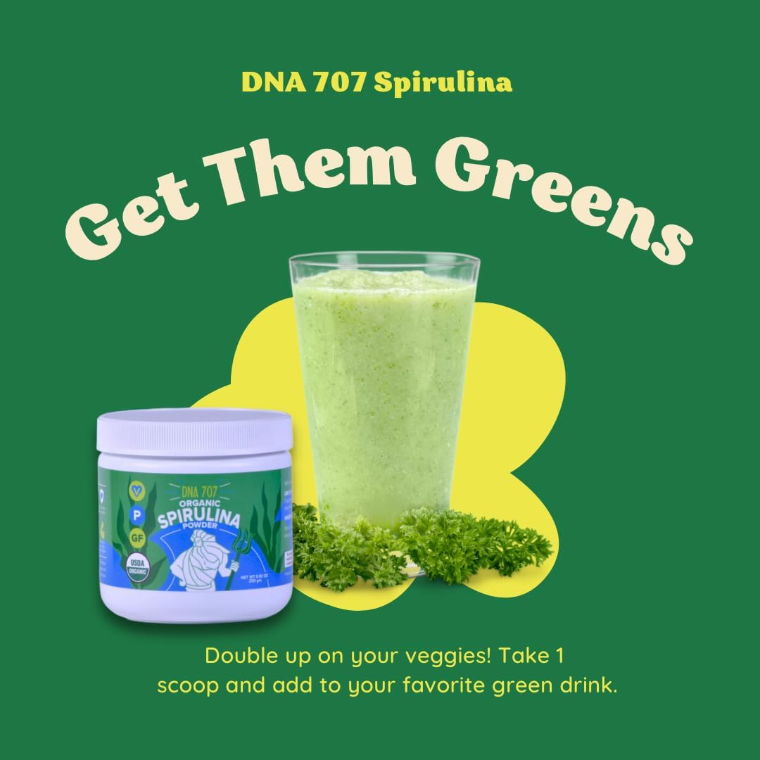 MATCHA DNA DNA707 Premium Organic Spirulina Powder - 83 Servings (8.82