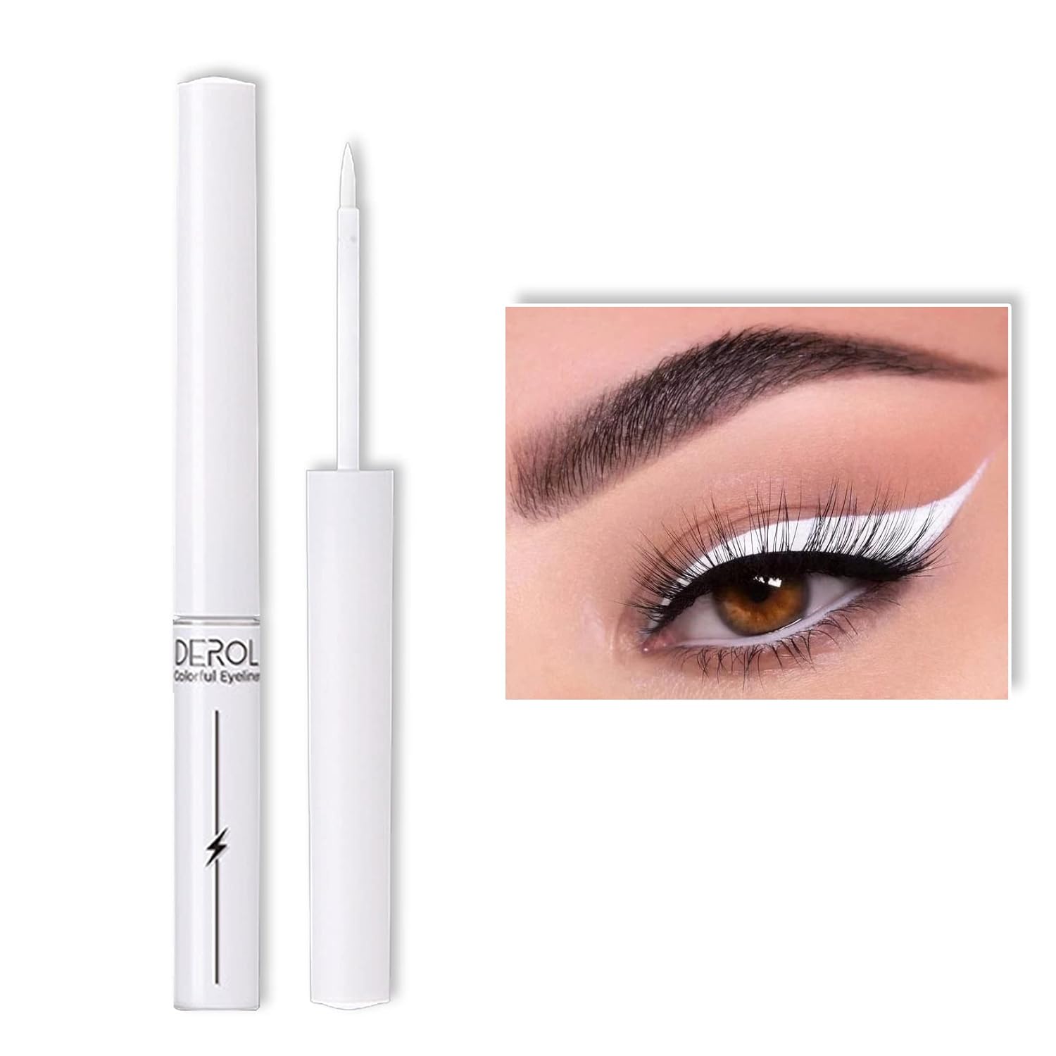 QIUFSSE White Liquid Neon Eyeliner,UV Glow Matte Colored Eyeliner Waterproof Long Lasting,Neon Makeup for Daily and Halloween Christmas