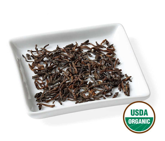 Golden Moon Organic Pu-erh Aged Black Tea - Loose Leaf, Non GMO - Half Pound (91 Servings)