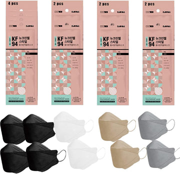 Premium KF94 Face Mask 4 Layers Comfortable Individually Packaged (New 4 Colors Mix Pack of 10)