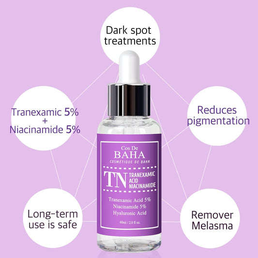 Tranexamic Acid 5% Serum with Niacinamide 5% for Face/Neck - Helps to Reduce the Look of Hyper-Pigmentation, Discoloration, Dark Spots, Remover Melasma, 2