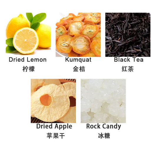 Dried Kumquat Lemon Tea, Dried Apple Black Tea Rock Candy Combined of Fruit Iced Tea, Hot or Cold Drink,  10gx20Bags, ?????