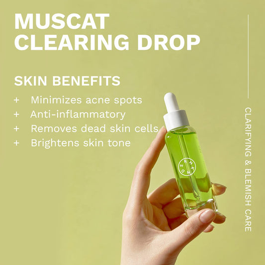 SERUMKIND Muscat Clearing Drop - Acne Clearing Face Serum – Shine Muscat Grapes and PHA– Calming Blemishes and Exfoliating - Vegan, Cruelty Free, Unscented – 1.01 .