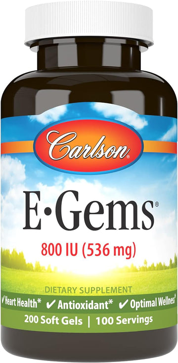 Carlson - E-Gems, 800 IU (536 mg), Heart Health & Optimal Wellness, Antioxidant, 100 soft gels