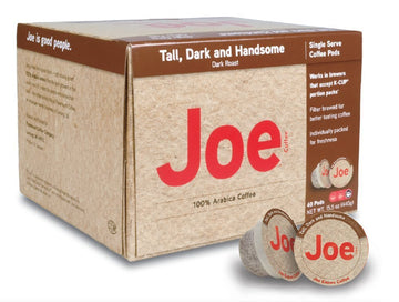 Joe Knows Coffee, Tall Dark and Handsome, Single Serve Coffee Pods, Rich, Bold Roast, 40 Count, Compatible with Keurig 2.0 Brewers