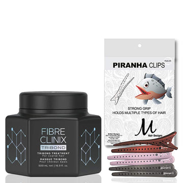 Fibre Clinix Tribond Treatment 16.9 oz and M Hair Designs Piranha Clips (Bundle 2 items)