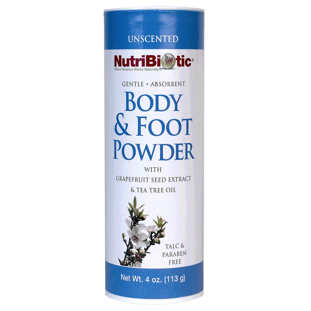 NutriBiotic – Body & Foot Powder, Unscented,  | with Grapefruit Seed Extract & Tea Tree Oil | Vegan & Non-GMO | Talc, Paraben & Gluten Free | Gentle & Absorbent