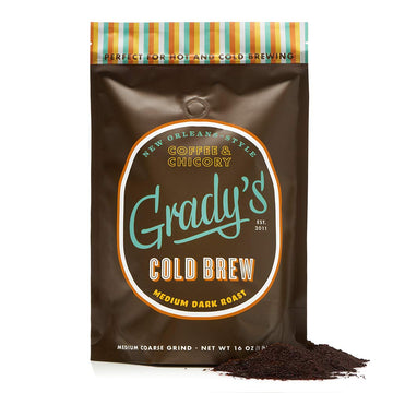 GRADY’S Cold Brew Coffee | Coarse Ground Coffee - Medium Dark Roast | New Orleans Style Coffee Perfect for Hot or Cold Brew Coffee |Course Grounds