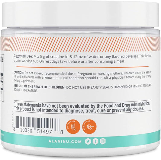 Alani Nu Creatine Monohydrate Powder | Unflavored | Micronized Creatin