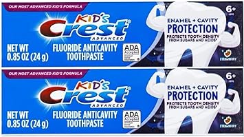 Crest Kids Advanced Toothpaste, Junior Toothpaste 6+ Years Old Enamel + Cavity Protection with Strawberry avor, Travel Size 0.85 (24g)) - Pack of 2