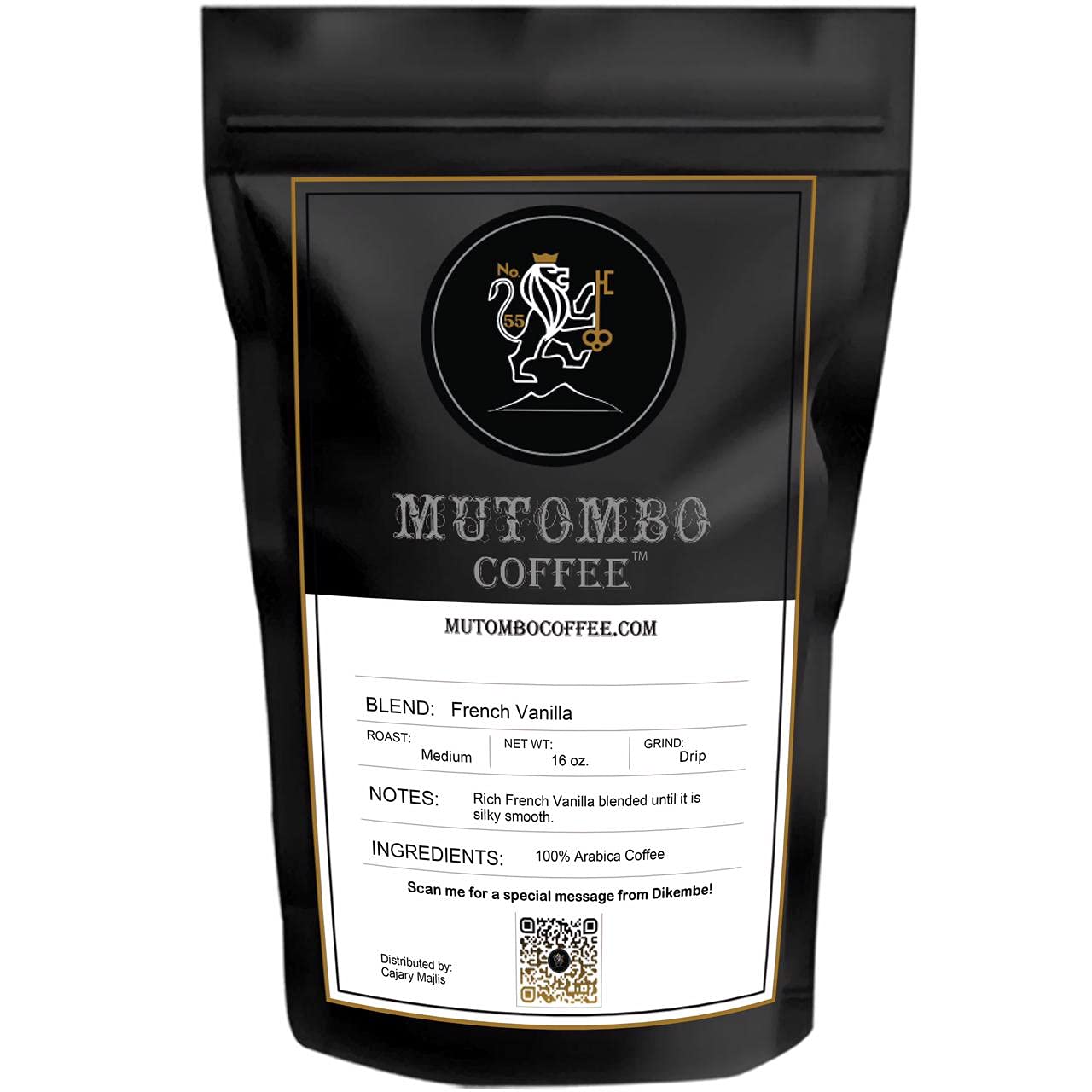 Mutombo Coffee | French Vanilla Medium Roast | Rich, Silky and Creamy | . Ground