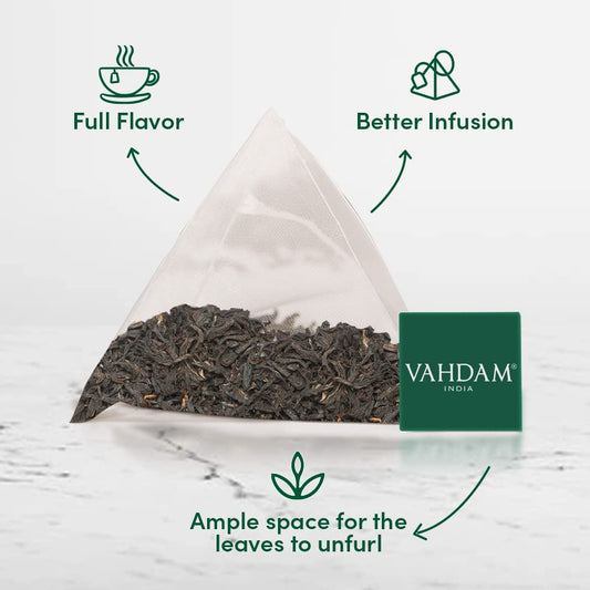 VAHDAM, Darjeeling Black Tea Bags (100 Count) Whole Leaf, Pure Unblended, Gluten Free, Non-GMO - Direct from Source in India, Resealable Ziplock Pouch