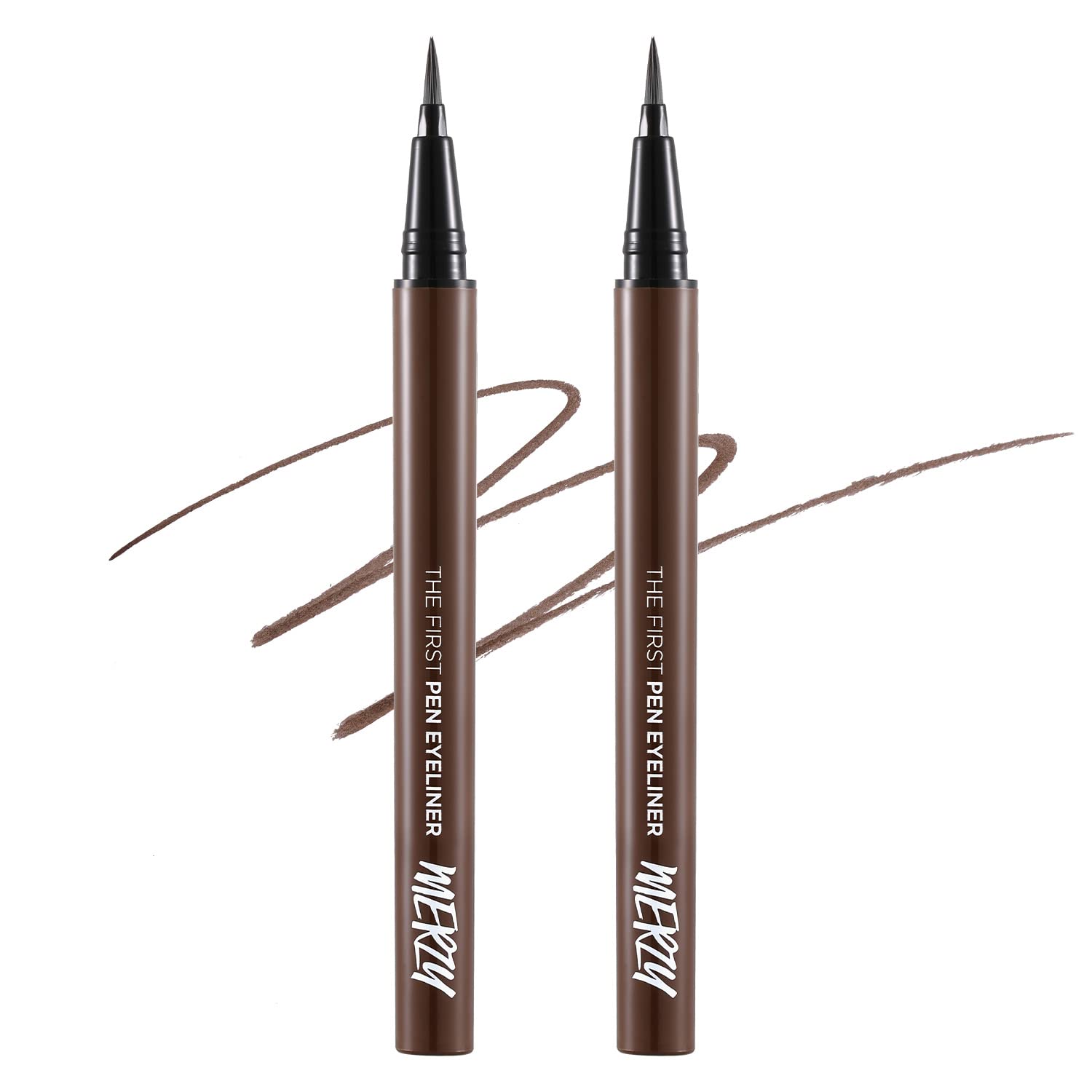 MERZY The First Pen Liquid Eye Liner 2SET | Waterproof Eyeliner, Long Lasting, Smudge-Resistant, High-Intensity Color | (P3, Light Brwon, Coffee Bun)