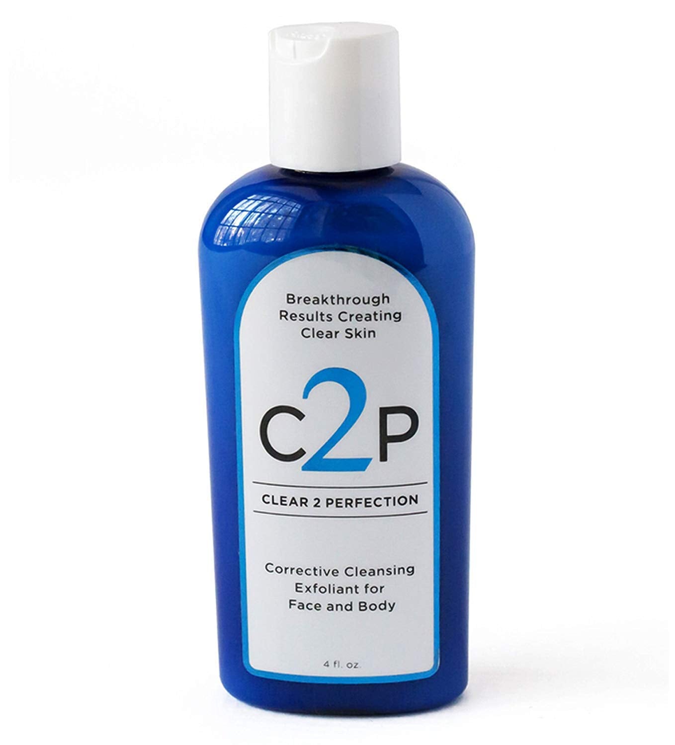Exfoliating Facial and Body Scrub by Clear 2 Perfection for Blemish Free Clear Skin. Face Cleaner For Acne. Acne Scrub Made in USA