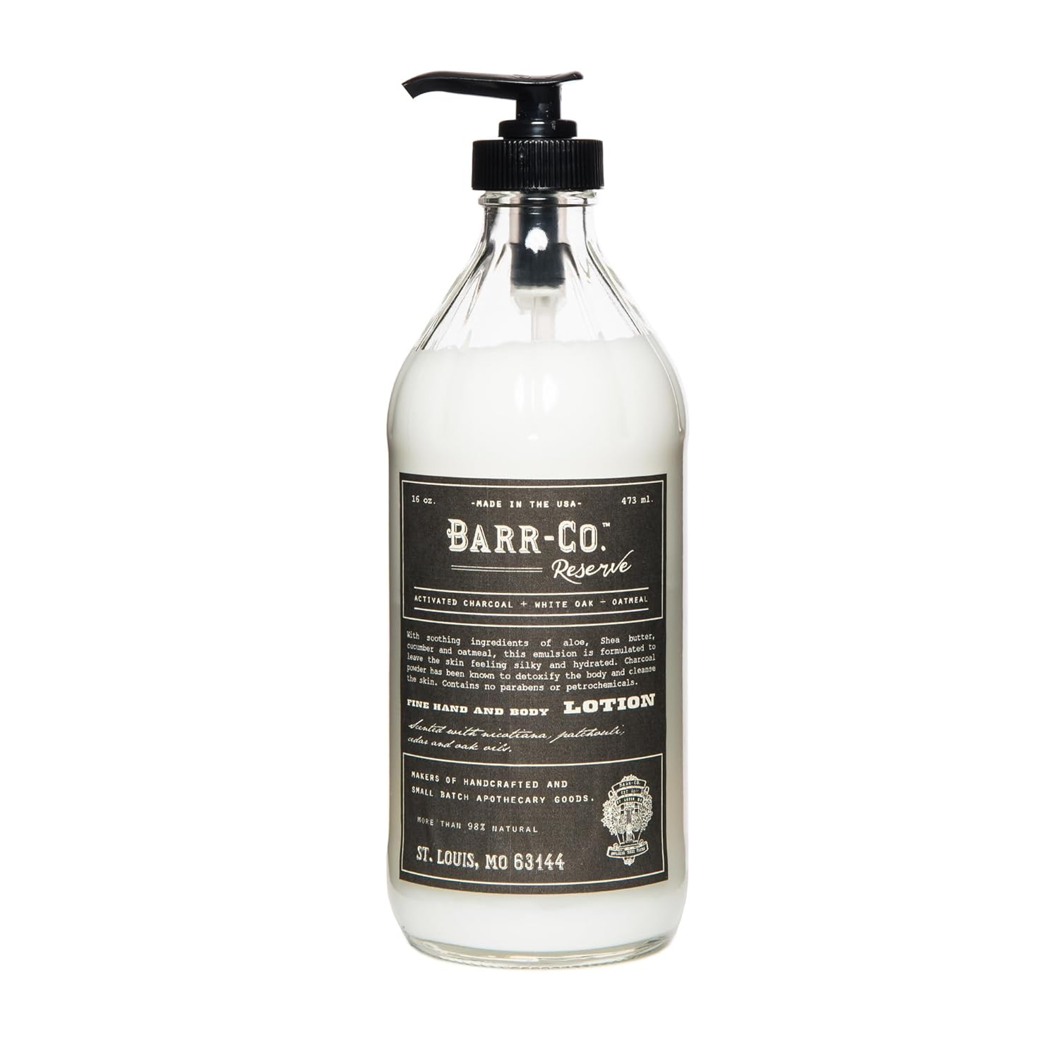 BARR-CO. Reserve Scent Shea Butter Lotion, Earthy Tobacco Scent with Woody Notes, Shea Moisturizing Lotion for Sensitive Skin, 16